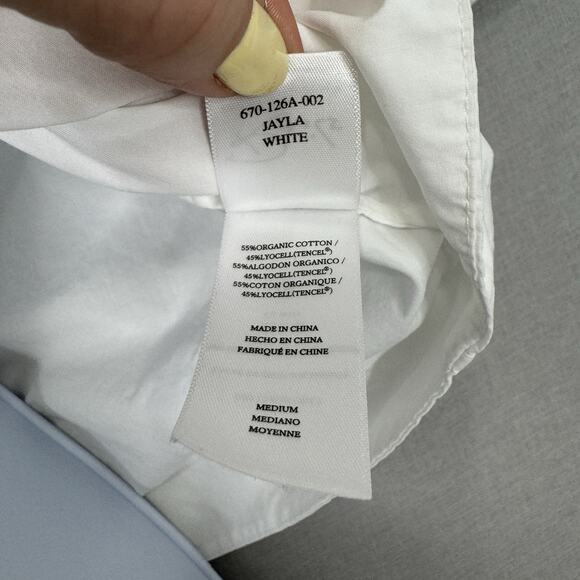 Rails Womens Jayla Top Medium White Organic Cotton One Shoulder Blouse Old Money - Picture 9 of 10